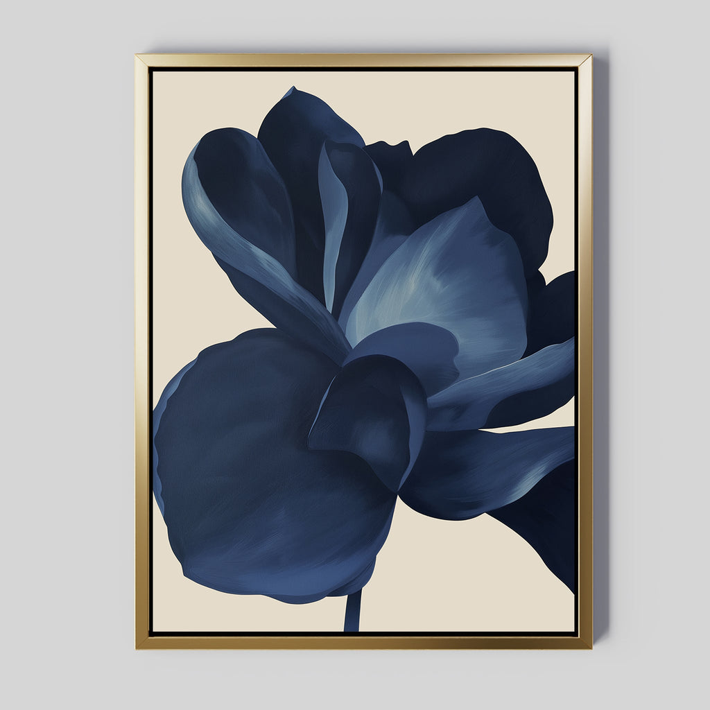 Petals After Dark – blue botanical canvas wall art print by Aspire Prints