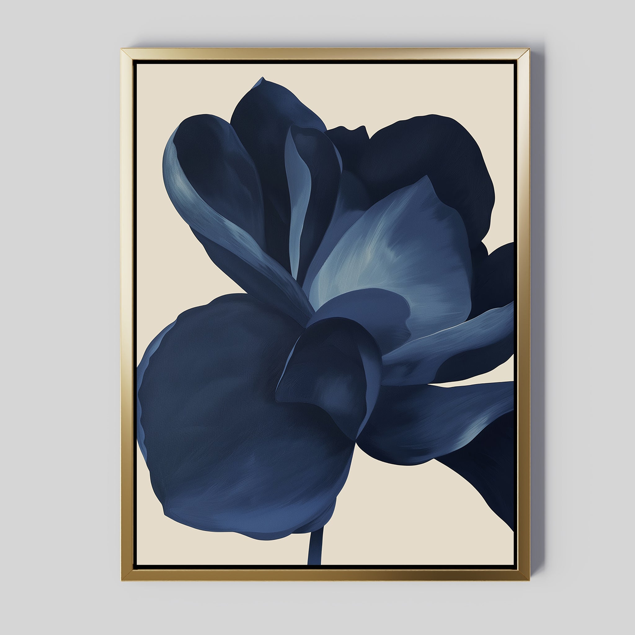 Petals After Dark – blue botanical canvas wall art print by Aspire Prints
