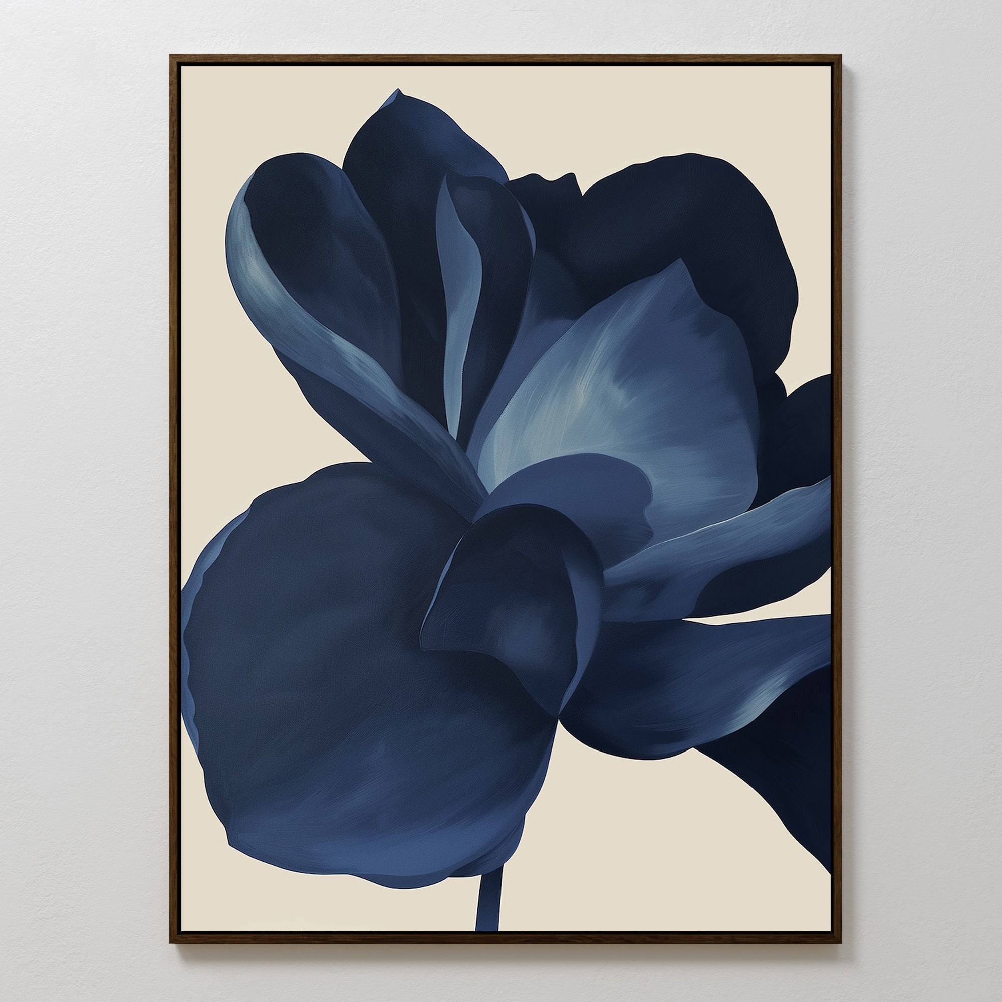 Petals After Dark – blue botanical canvas wall art print by Aspire Prints
