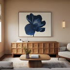 Midnight Bloom Hush – blue botanical canvas wall art print by Aspire Prints