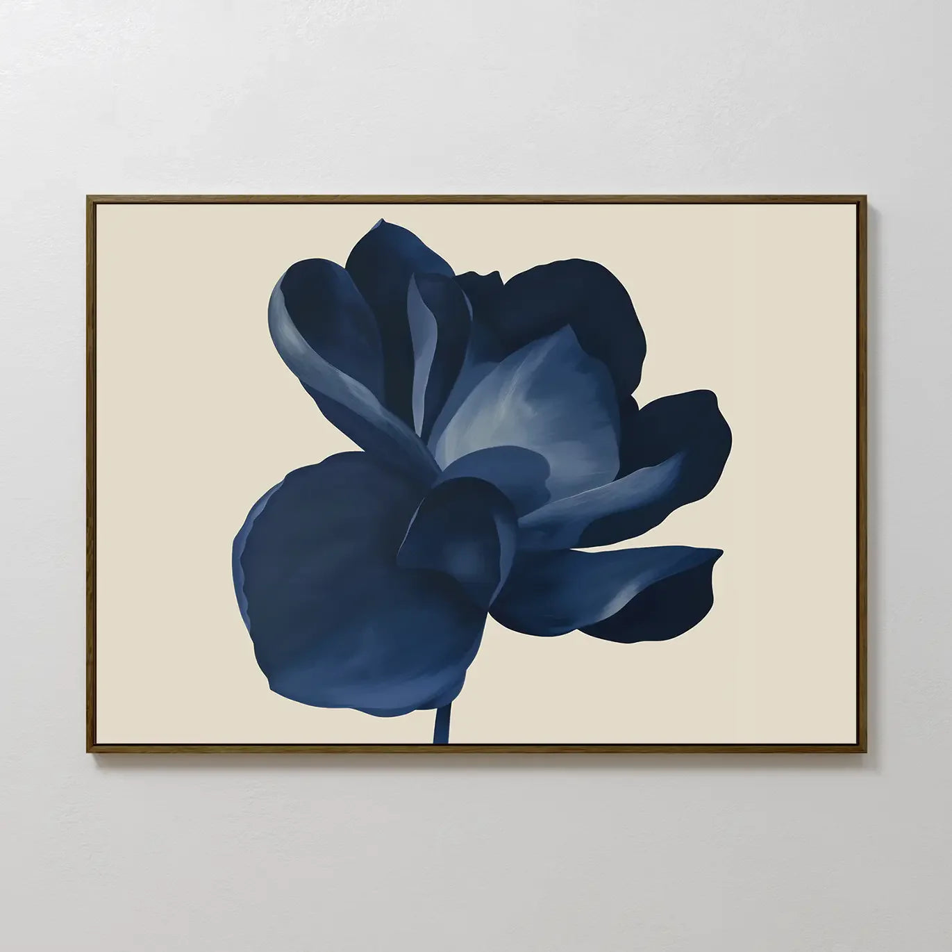Midnight Bloom Hush – blue botanical canvas wall art print by Aspire Prints