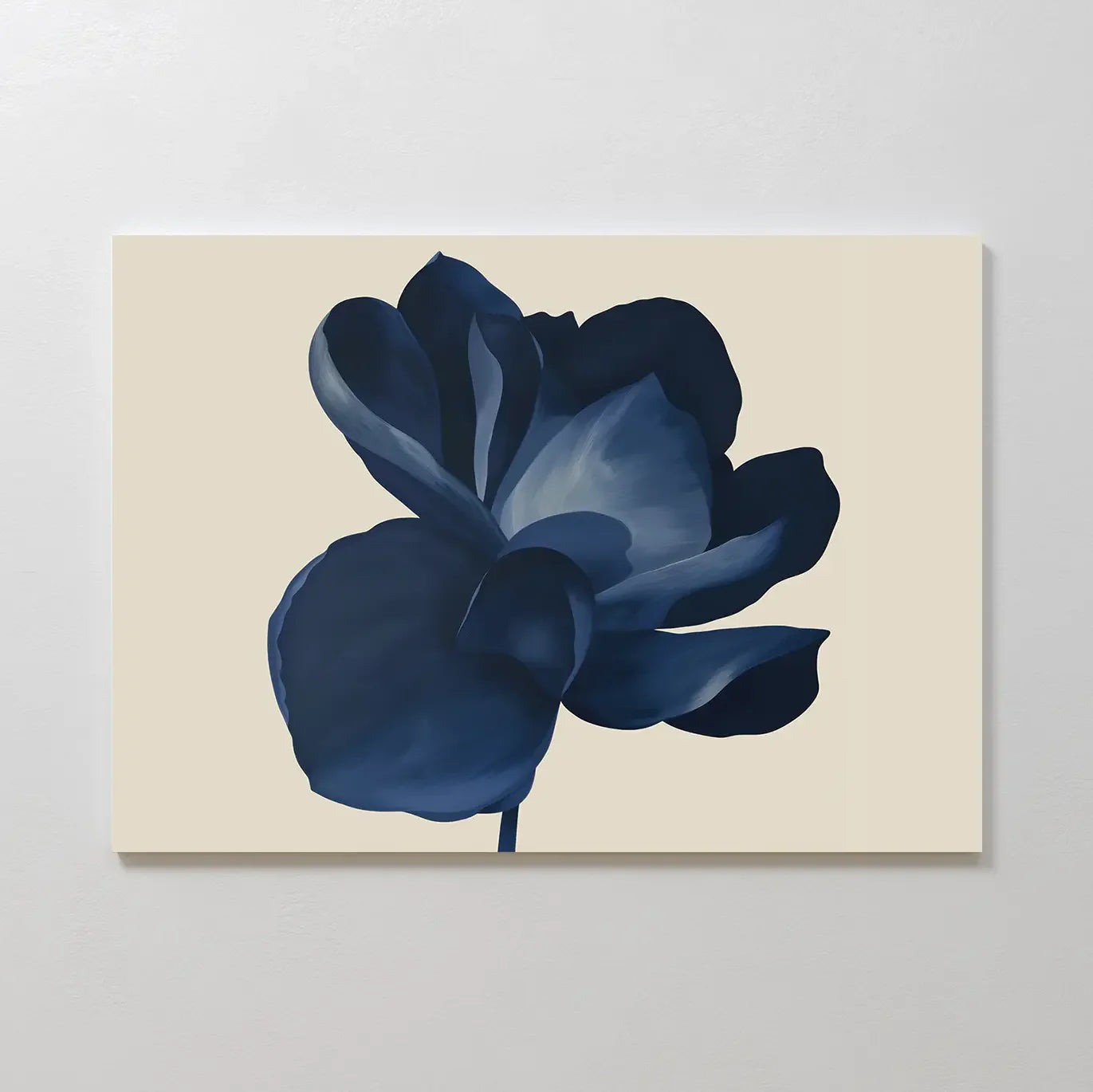 Midnight Bloom Hush – blue botanical canvas wall art print by Aspire Prints