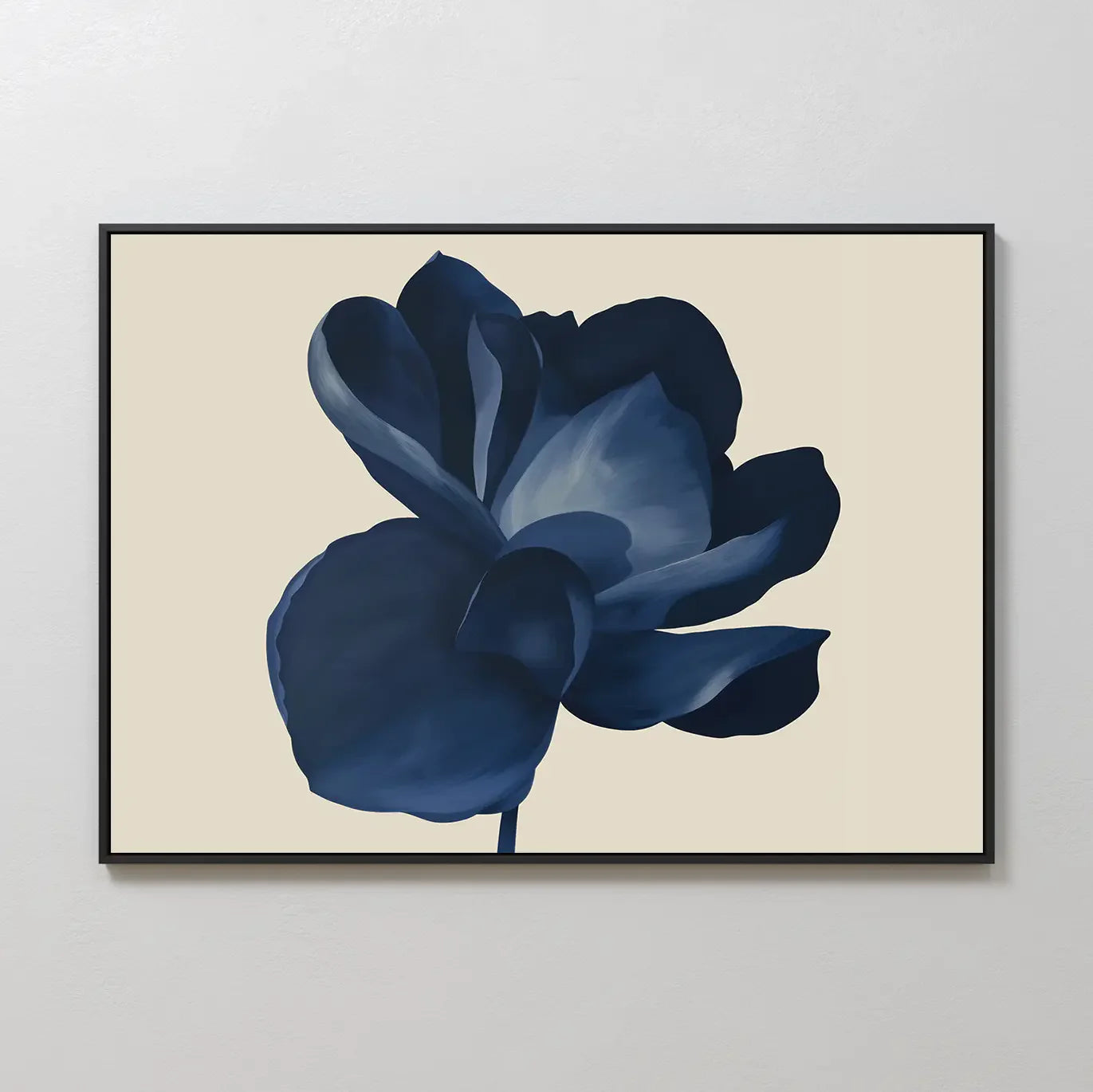 Midnight Bloom Hush – blue botanical canvas wall art print by Aspire Prints