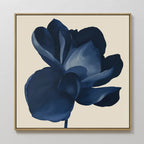 Midnight Bloom Hush – blue botanical canvas wall art print by Aspire Prints