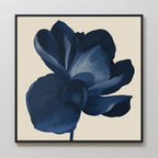 Midnight Bloom Hush – blue botanical canvas wall art print by Aspire Prints