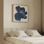 Midnight Bloom Hush – blue botanical canvas wall art print by Aspire Prints