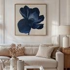 Midnight Bloom Hush – blue botanical canvas wall art print by Aspire Prints