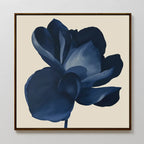 Midnight Bloom Hush – blue botanical canvas wall art print by Aspire Prints