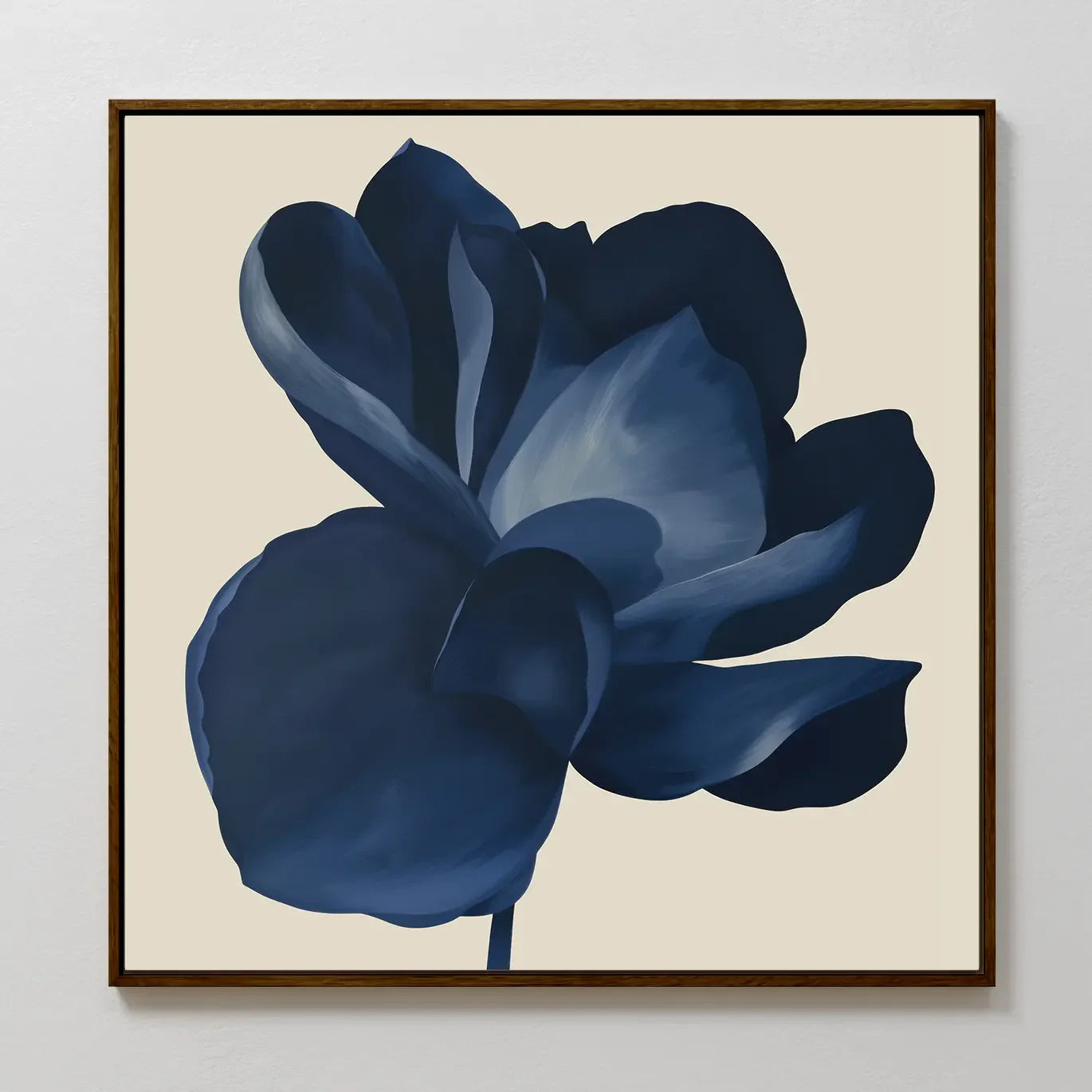 Midnight Bloom Hush – blue botanical canvas wall art print by Aspire Prints