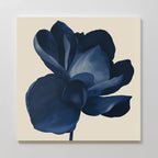 Midnight Bloom Hush – blue botanical canvas wall art print by Aspire Prints