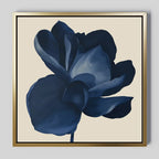 Midnight Bloom Hush – blue botanical canvas wall art print by Aspire Prints
