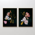 Midnight Bloom Duet – Set of 2 Canvas Prints set of 2 – black botanical canvas wall art by Aspire Prints