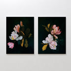 Midnight Bloom Duet – Set of 2 Canvas Prints set of 2 – black botanical canvas wall art by Aspire Prints
