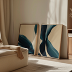 Whispers in Indigo – Set of 2 Canvas Prints set of 2 – blue botanical canvas wall art by Aspire Prints
