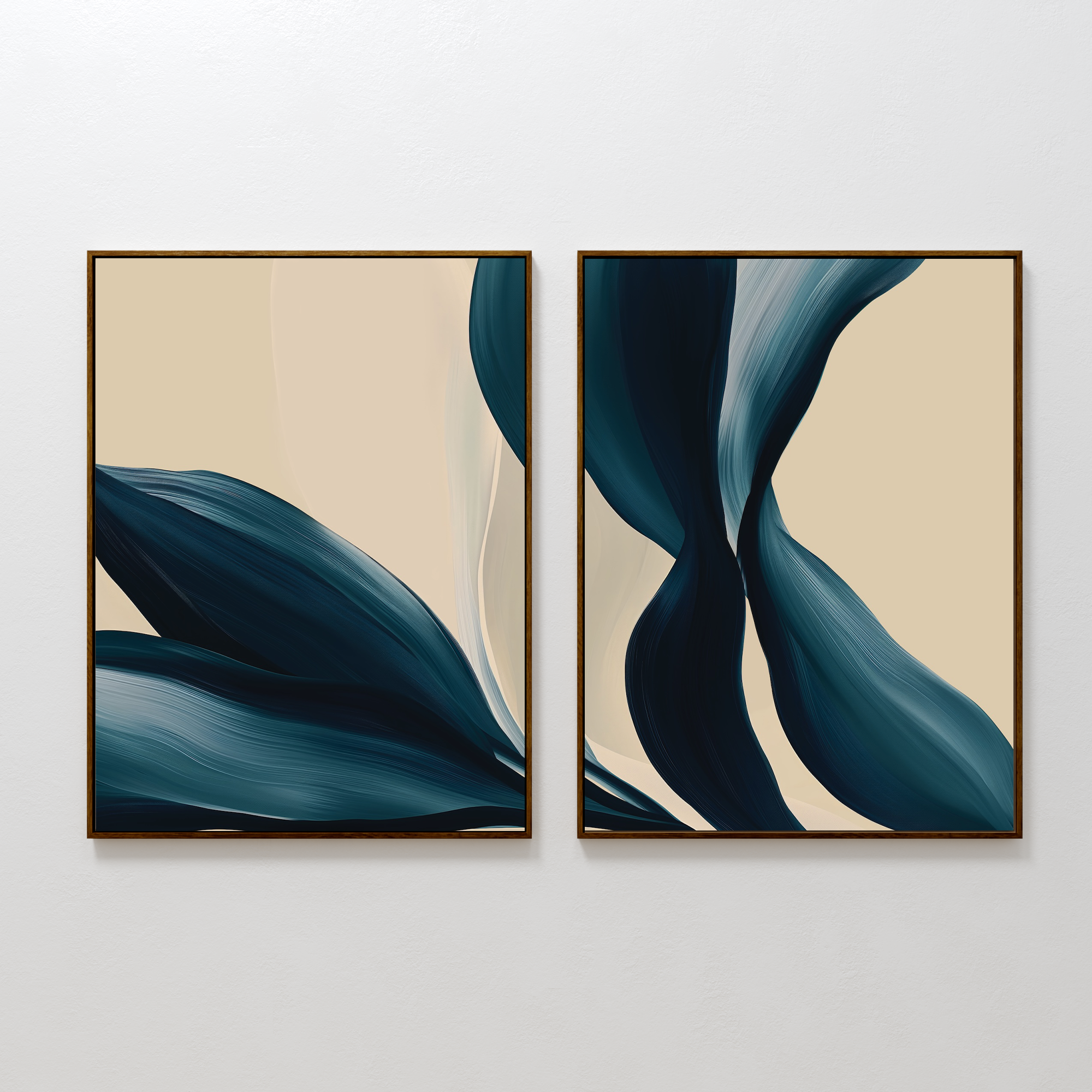 Whispers in Indigo – Set of 2 Canvas Prints set of 2 – blue botanical canvas wall art by Aspire Prints