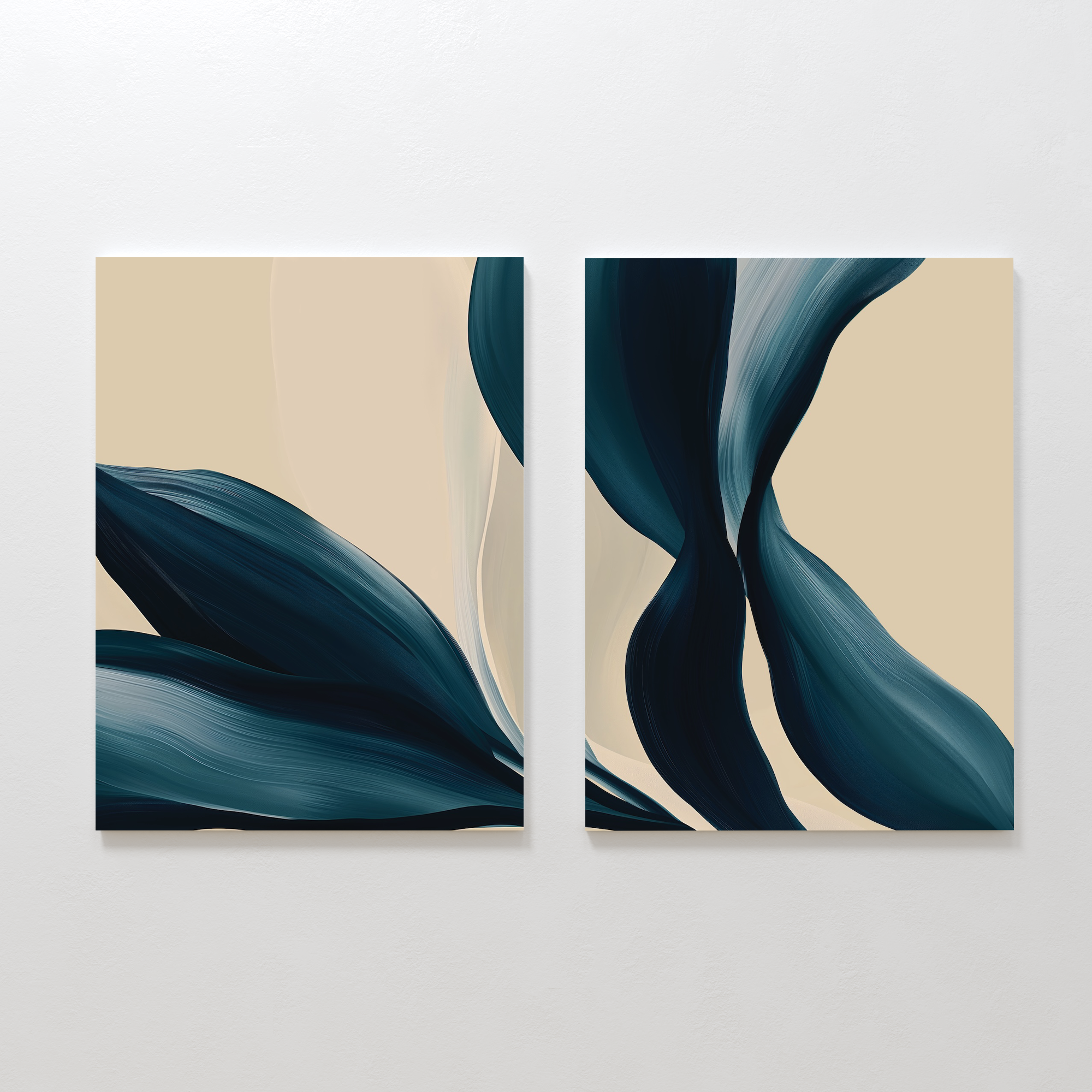 Whispers in Indigo – Set of 2 Canvas Prints set of 2 – blue botanical canvas wall art by Aspire Prints