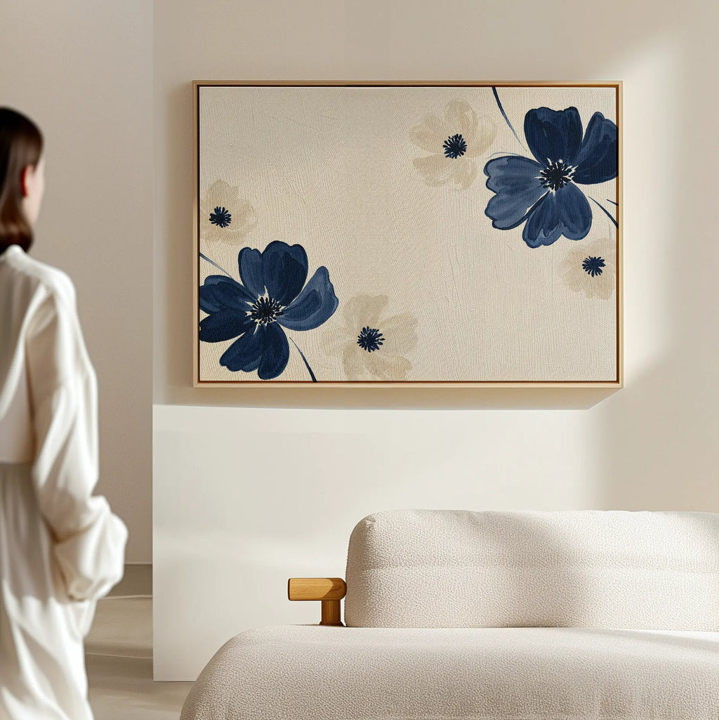 Whispers in Bloom – blue botanical canvas wall art print by Aspire Prints