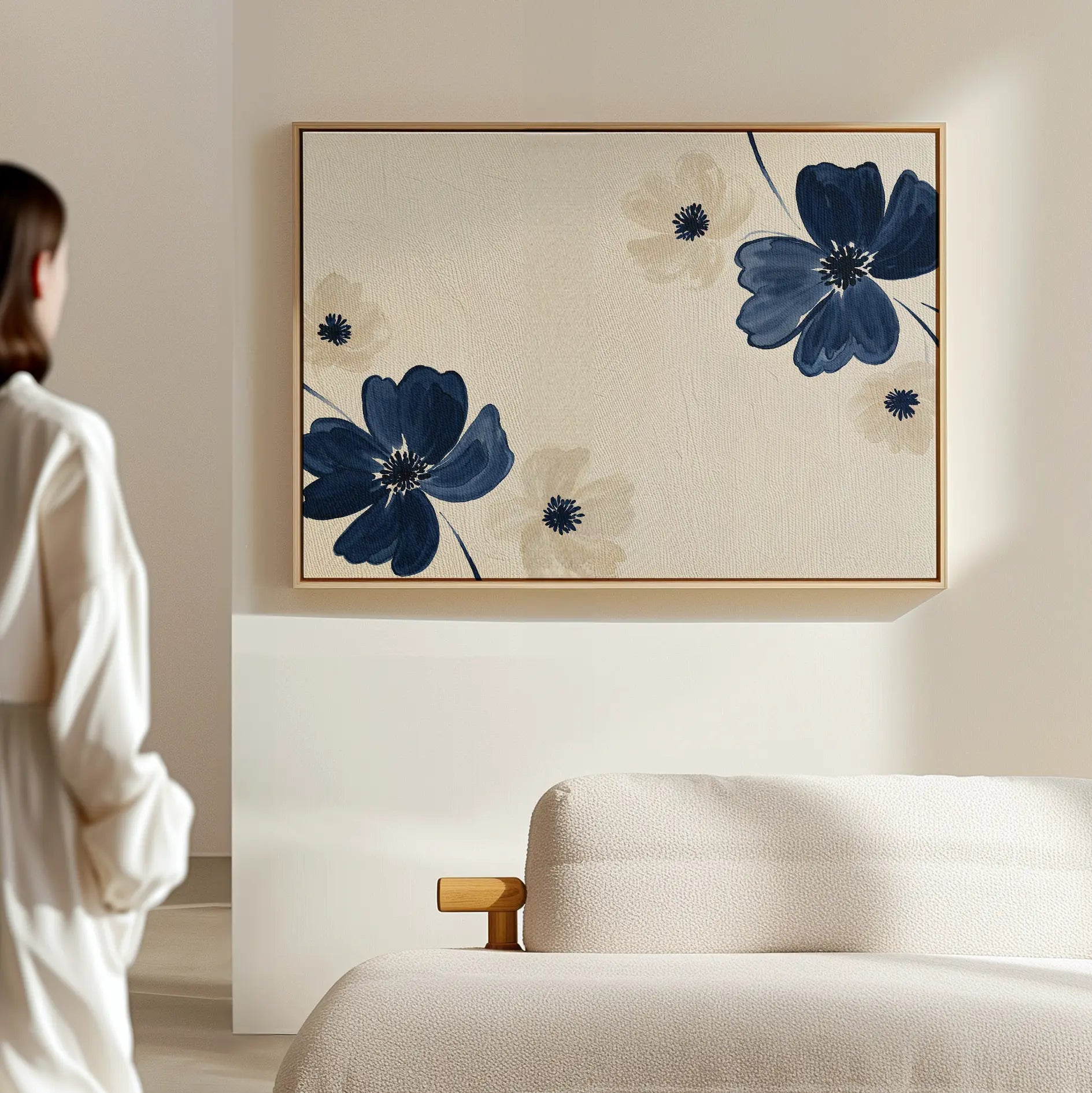 Whispers in Bloom – blue botanical canvas wall art print by Aspire Prints