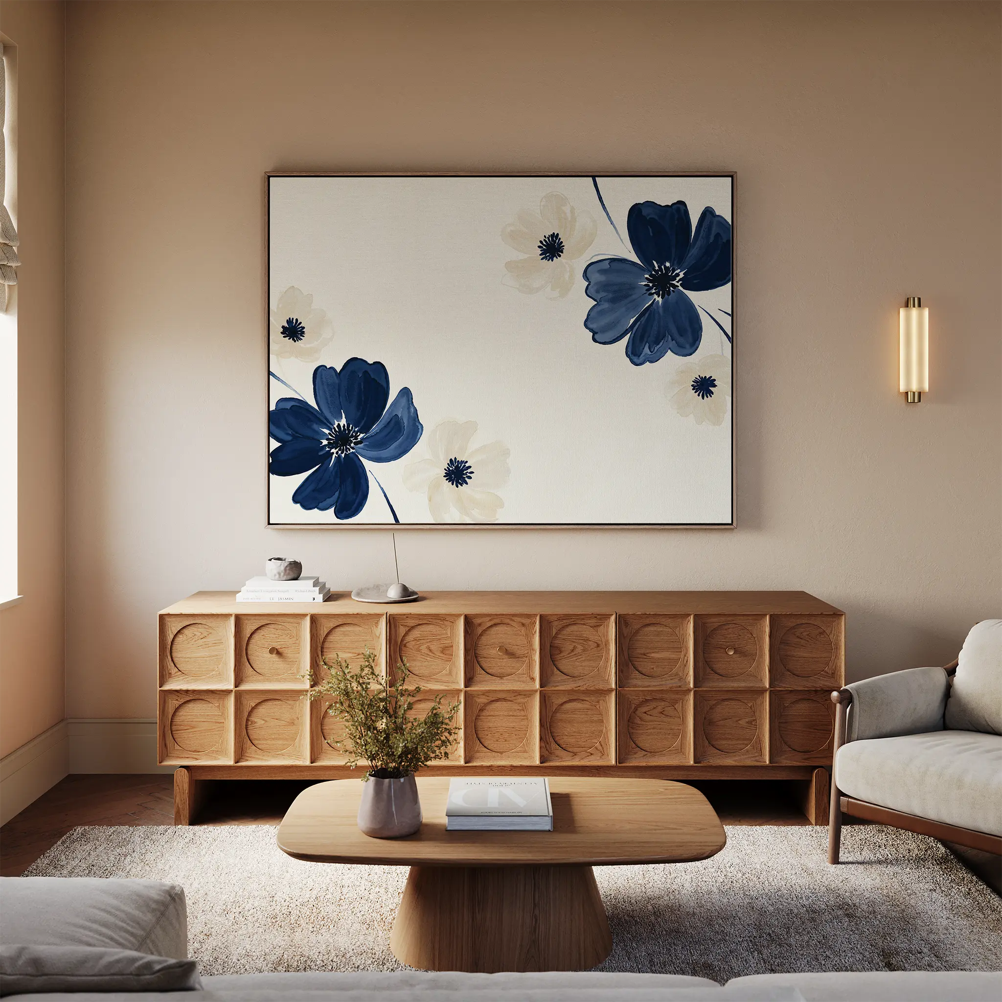 Whispers in Bloom – blue botanical canvas wall art print by Aspire Prints