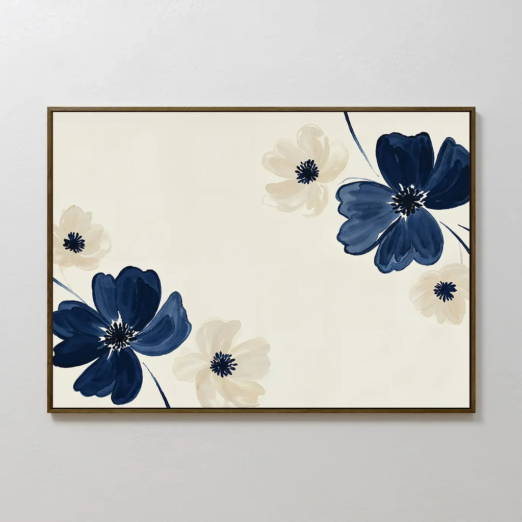 Whispers in Bloom – blue botanical canvas wall art print by Aspire Prints