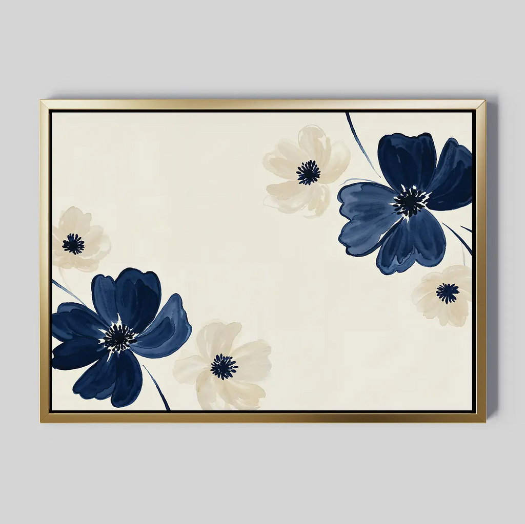 Whispers in Bloom – blue botanical canvas wall art print by Aspire Prints