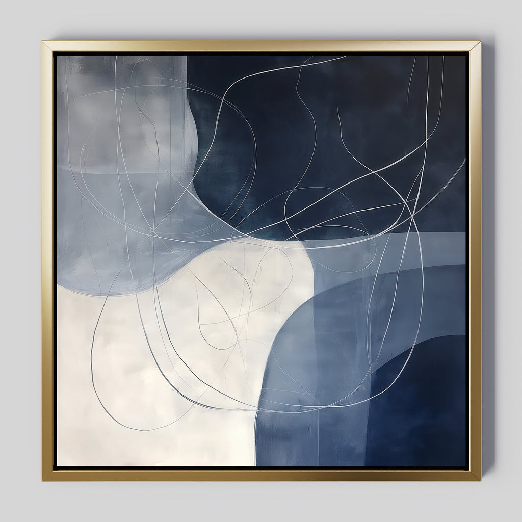 Whispers in the Dark – blue abstract canvas wall art print by Aspire Prints