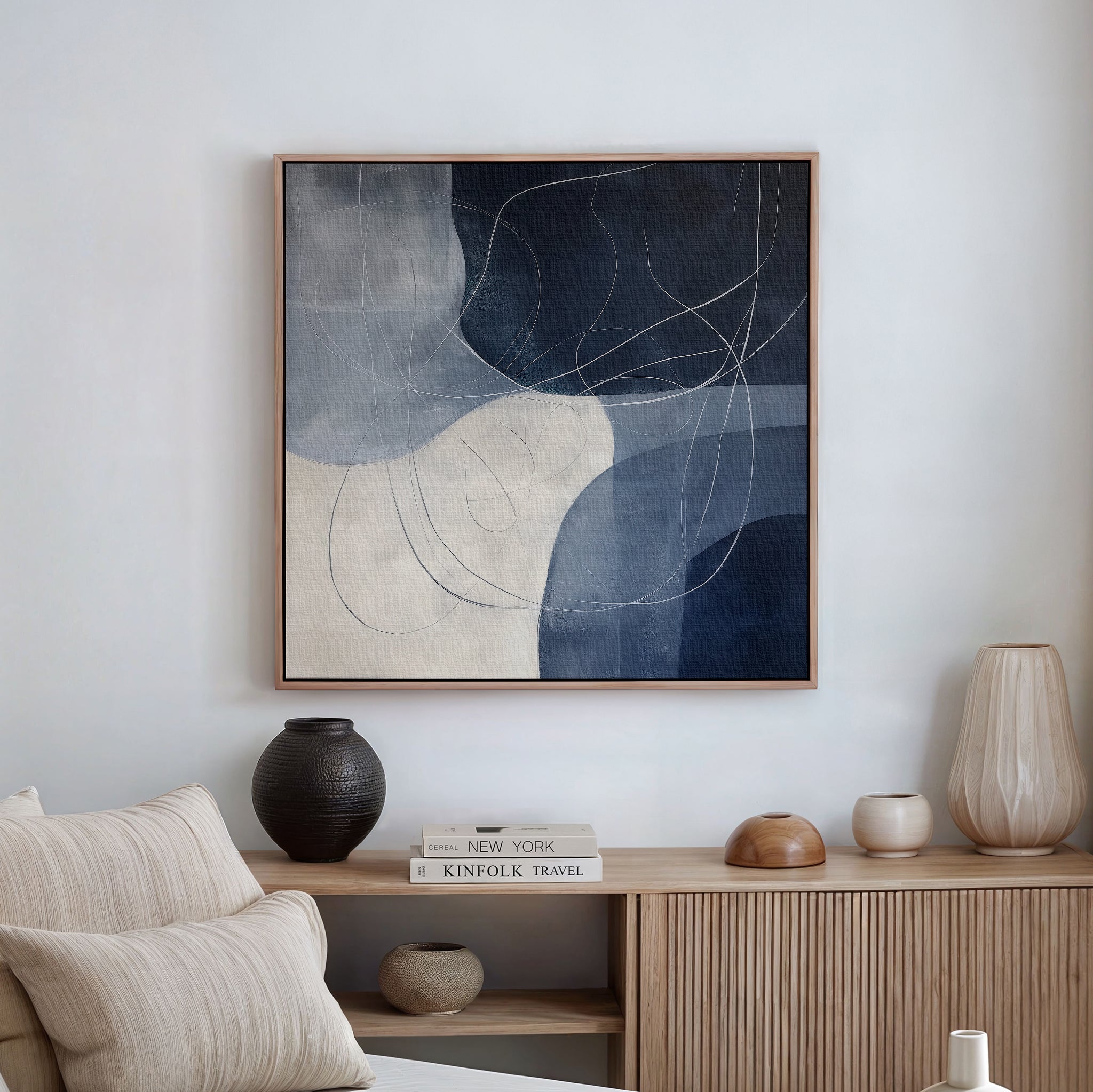 Whispers in the Dark – blue abstract canvas wall art print by Aspire Prints