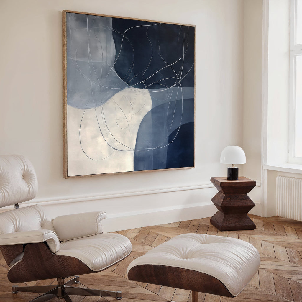 Whispers in the Dark – blue abstract canvas wall art print by Aspire Prints