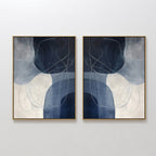 Whispers in Indigo – Set of 2 Canvas Prints set of 2 – neutral-toned abstract canvas wall art by Aspire Prints