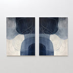 Whispers in Indigo – Set of 2 Canvas Prints set of 2 – neutral-toned abstract canvas wall art by Aspire Prints
