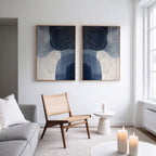 Whispers in Indigo – Set of 2 Canvas Prints set of 2 – neutral-toned abstract canvas wall art by Aspire Prints