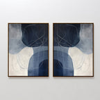 Whispers in Indigo – Set of 2 Canvas Prints set of 2 – neutral-toned abstract canvas wall art by Aspire Prints