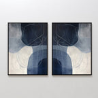 Whispers in Indigo – Set of 2 Canvas Prints set of 2 – neutral-toned abstract canvas wall art by Aspire Prints