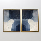 Whispers in Indigo – Set of 2 Canvas Prints set of 2 – neutral-toned abstract canvas wall art by Aspire Prints