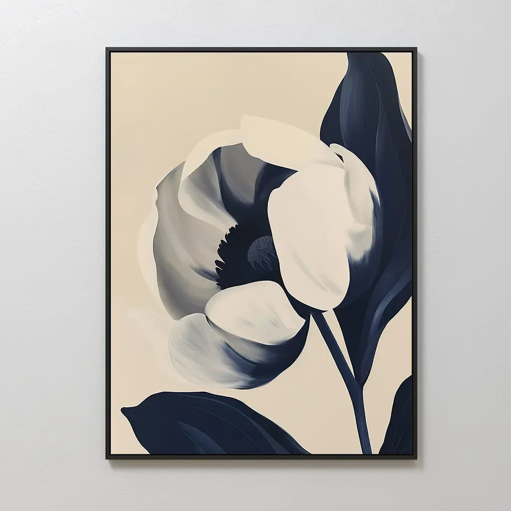 Tulip at Twilight – blue botanical canvas wall art print by Aspire Prints
