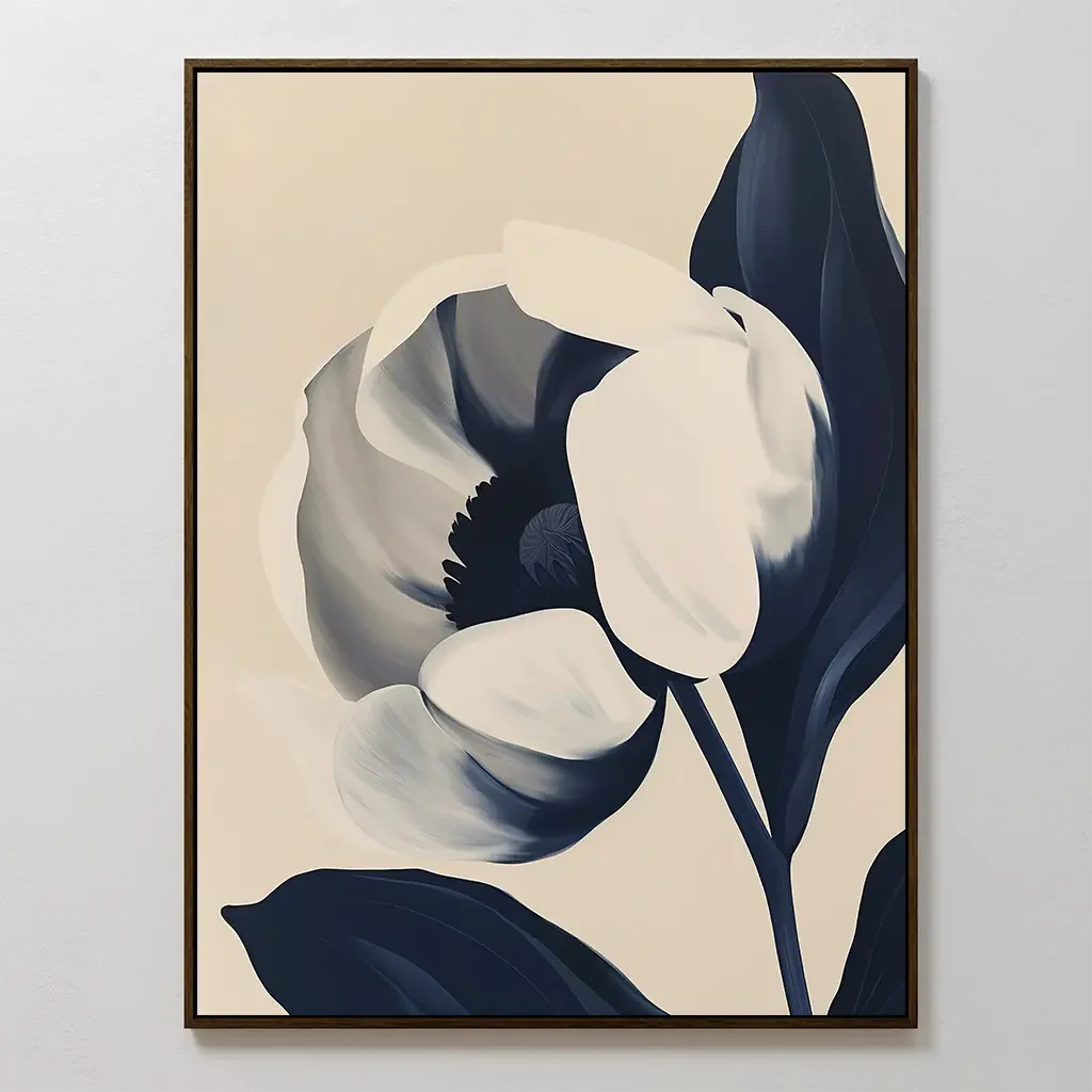Tulip at Twilight – blue botanical canvas wall art print by Aspire Prints