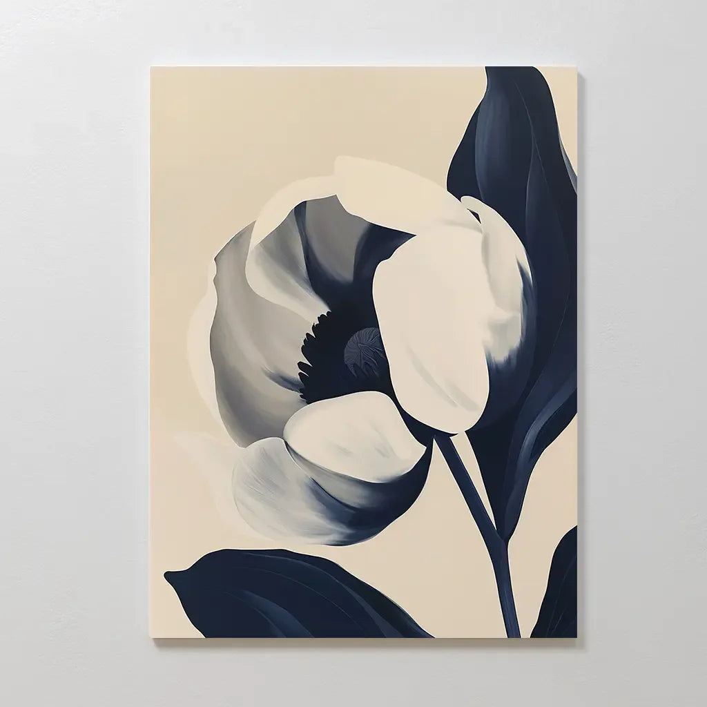 Tulip at Twilight – blue botanical canvas wall art print by Aspire Prints