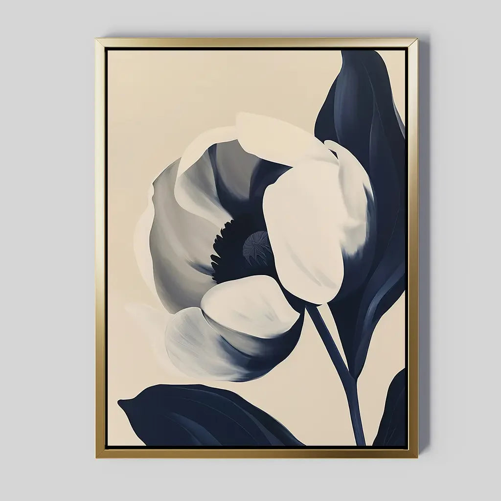 Tulip at Twilight – blue botanical canvas wall art print by Aspire Prints