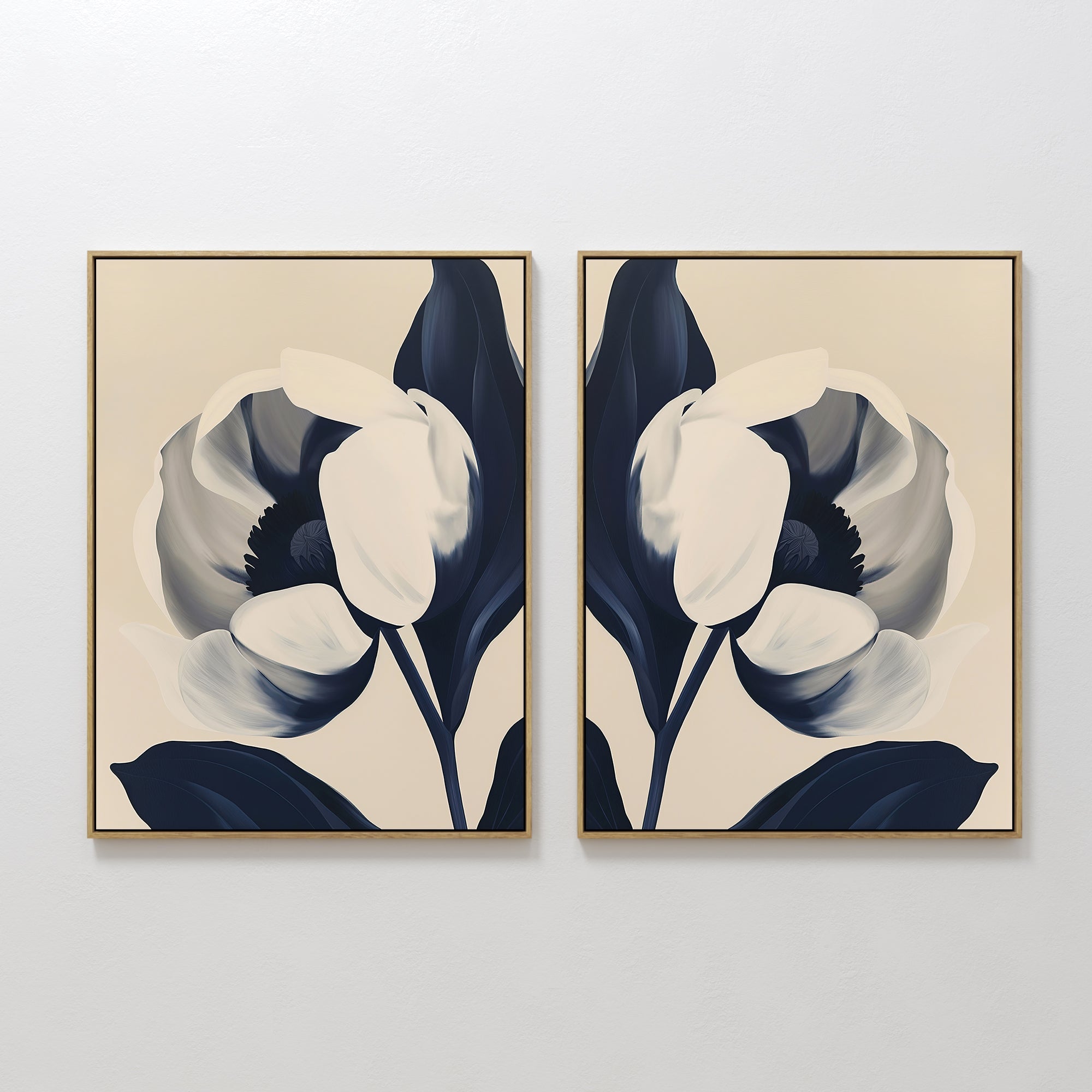 Twilight Bloom Duo – Set of 2 Canvas Prints set of 2 – neutral-toned botanical canvas wall art by Aspire Prints