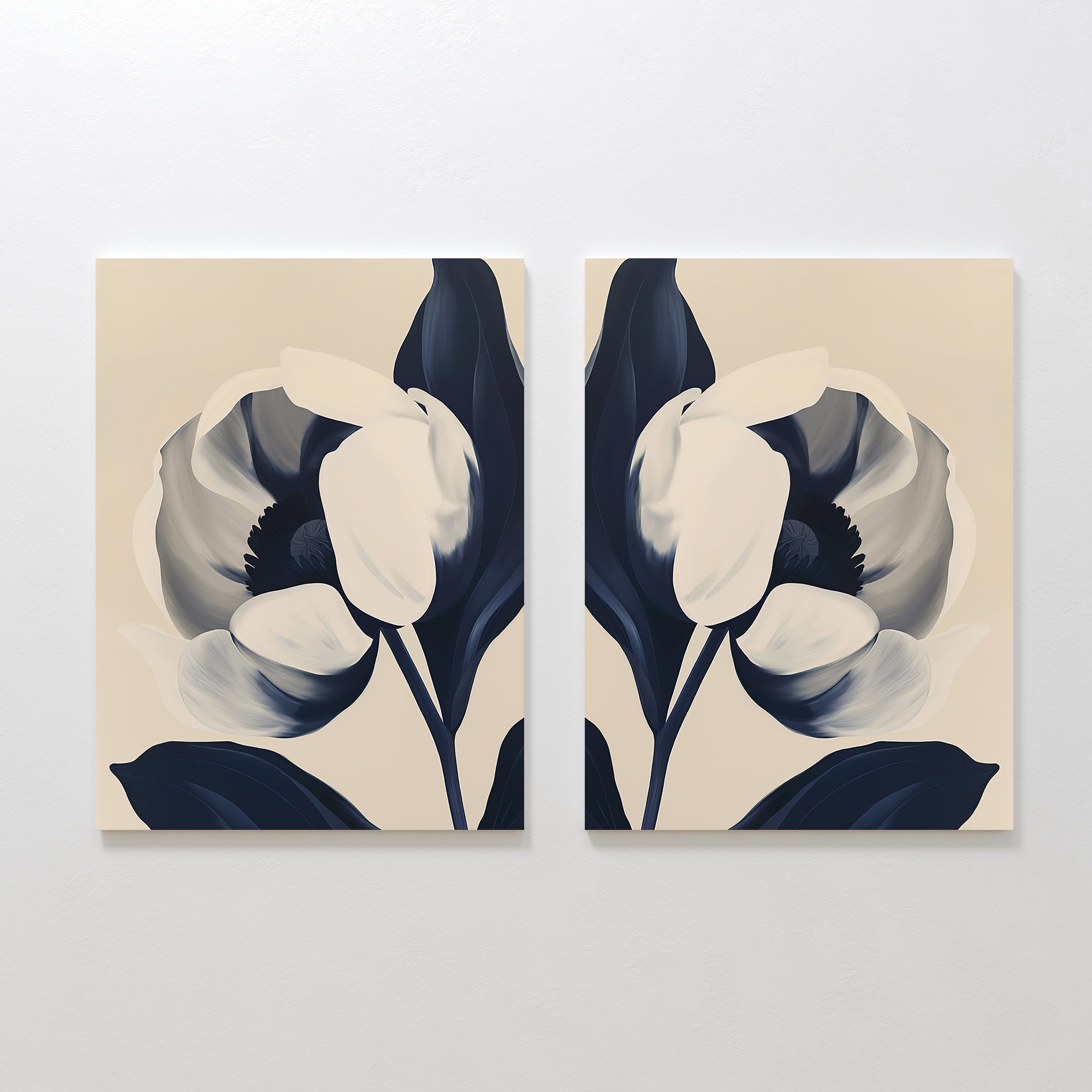Twilight Bloom Duo – Set of 2 Canvas Prints set of 2 – neutral-toned botanical canvas wall art by Aspire Prints