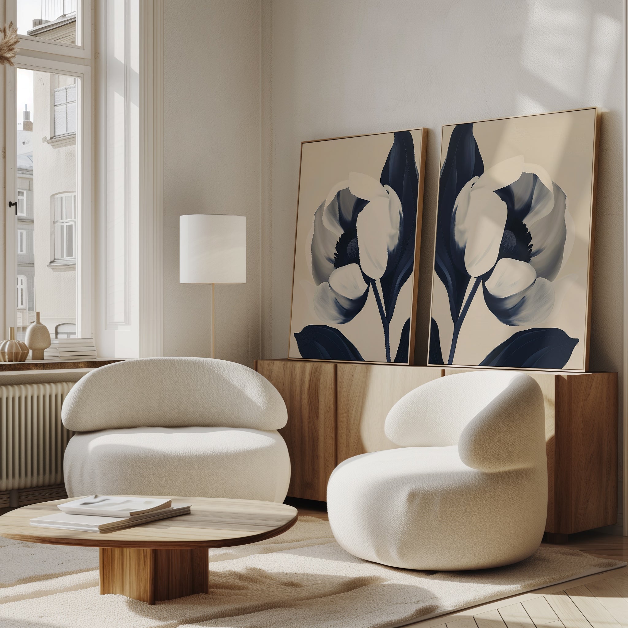 Twilight Bloom Duo – Set of 2 Canvas Prints set of 2 – neutral-toned botanical canvas wall art by Aspire Prints