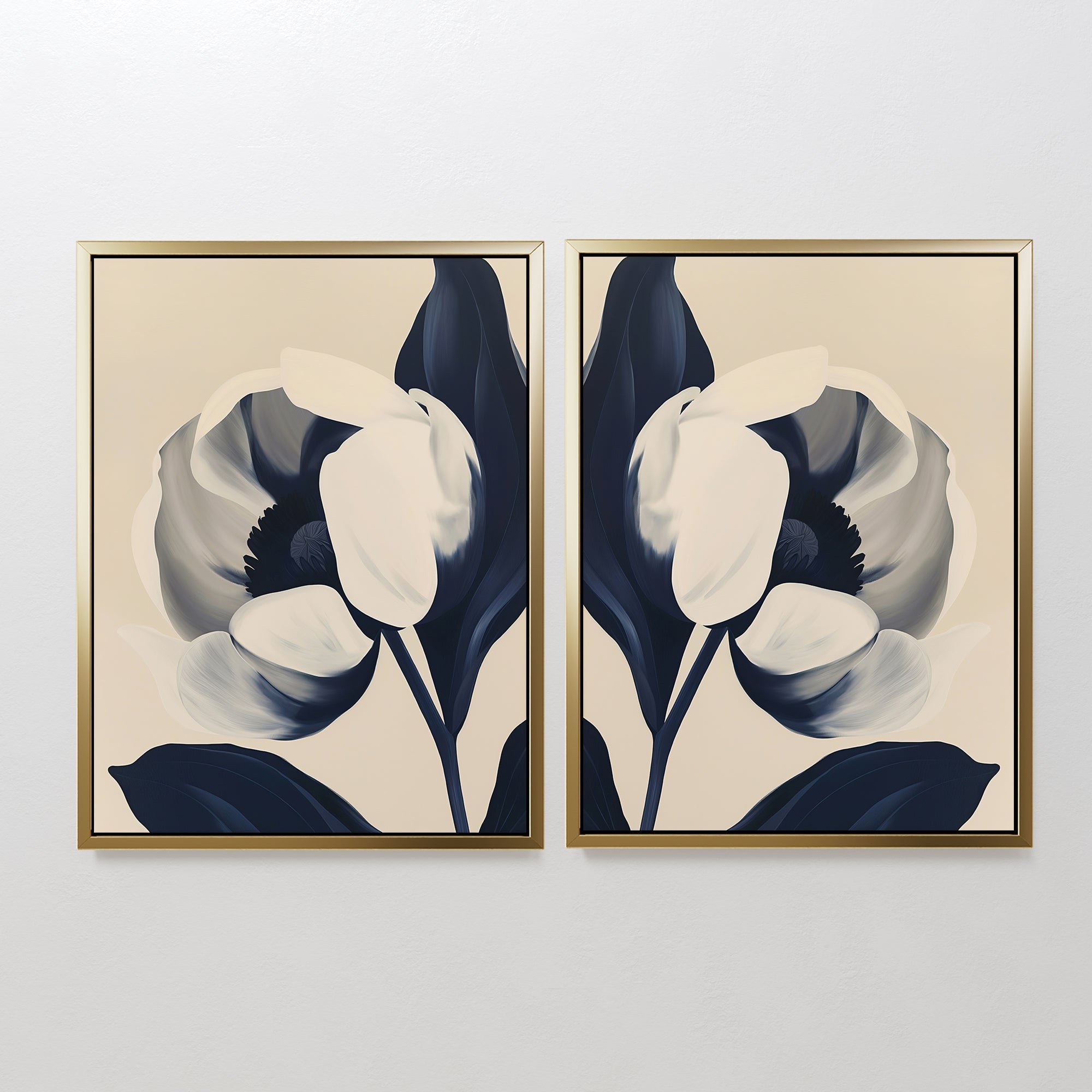 Twilight Bloom Duo – Set of 2 Canvas Prints set of 2 – neutral-toned botanical canvas wall art by Aspire Prints