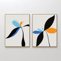 Petal Whispers Diptych – Set of 2 Canvas Prints set of 2 – blue botanical canvas wall art by Aspire Prints
