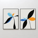 Petal Whispers Diptych – Set of 2 Canvas Prints set of 2 – blue botanical canvas wall art by Aspire Prints