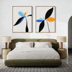 Petal Whispers Diptych – Set of 2 Canvas Prints set of 2 – blue botanical canvas wall art by Aspire Prints