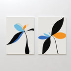 Petal Whispers Diptych – Set of 2 Canvas Prints set of 2 – blue botanical canvas wall art by Aspire Prints
