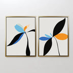 Petal Whispers Diptych – Set of 2 Canvas Prints set of 2 – blue botanical canvas wall art by Aspire Prints