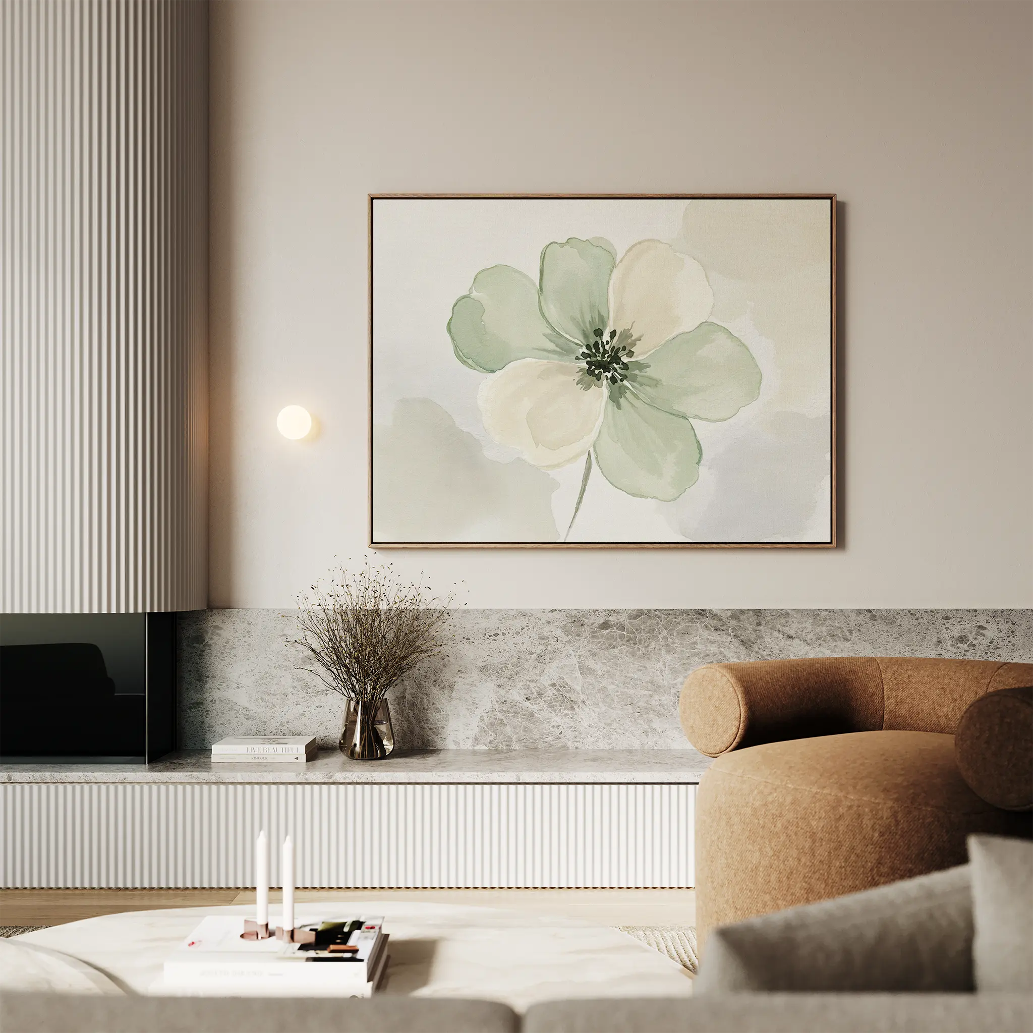 Whispers of Spring – green botanical canvas wall art print by Aspire Prints