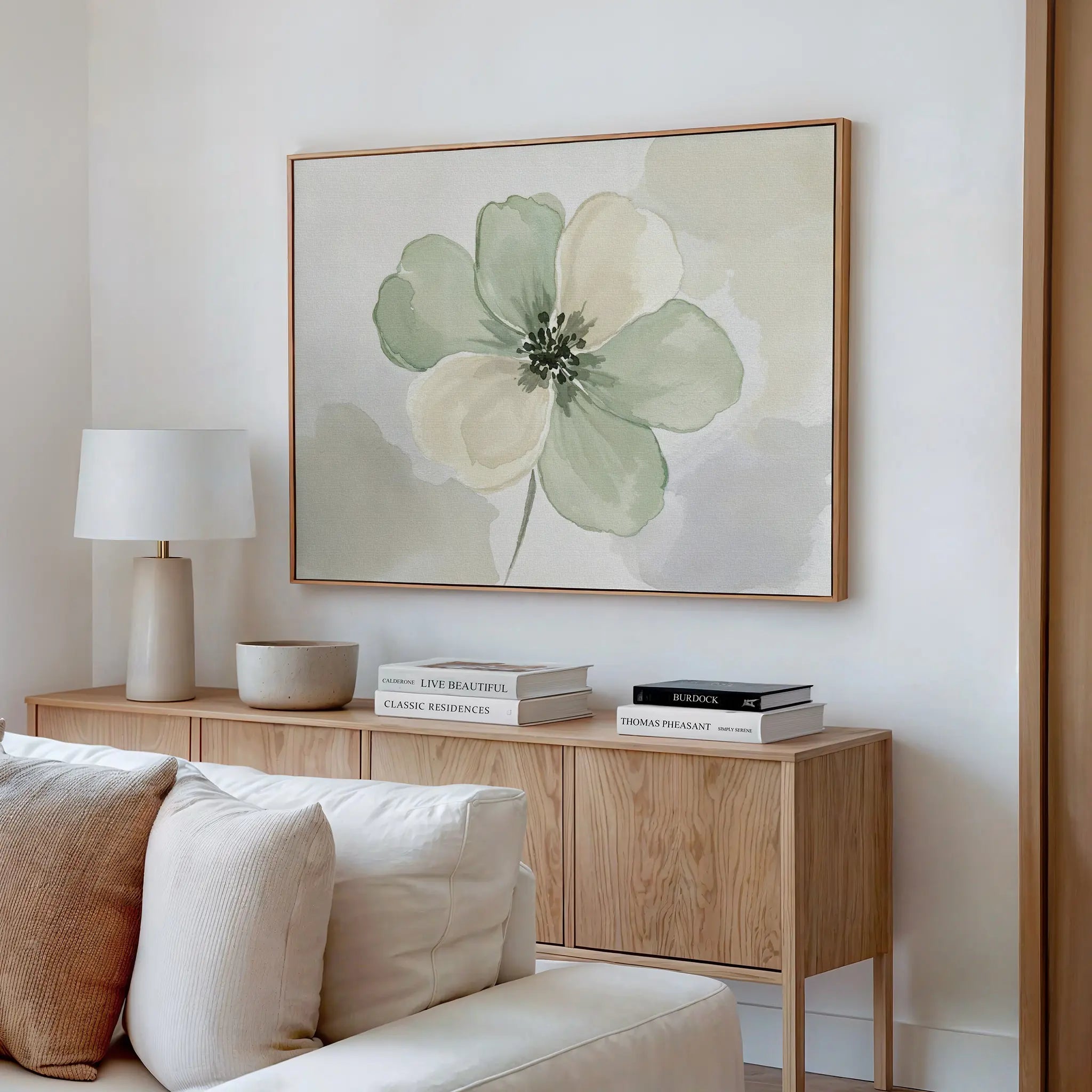 Whispers of Spring – green botanical canvas wall art print by Aspire Prints