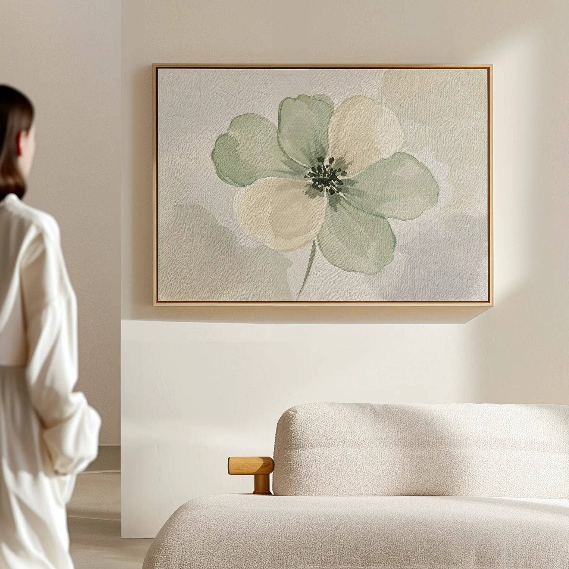 Whispers of Spring – green botanical canvas wall art print by Aspire Prints